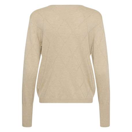 Pull beige uni avec une coupe droite et des manches longues - Image 2