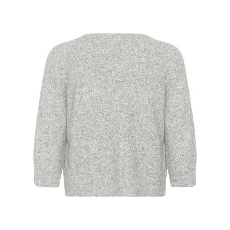 Pull gris uni avec une coupe droite et des manches longues - Image 2