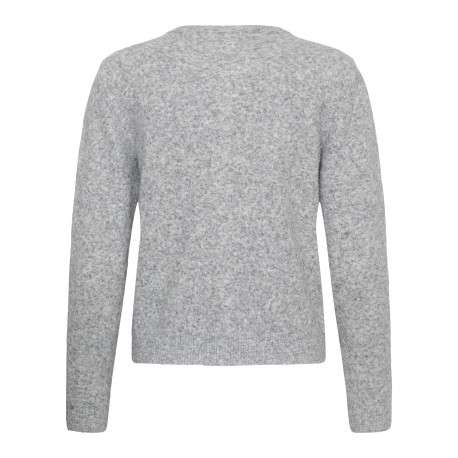 Gilet gris uni avec une coupe droite et un col rond avec des boutons - Image 2