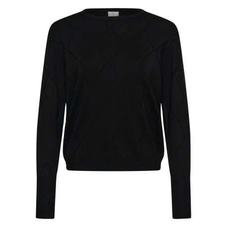 Pull noir uni avec une coupe droite et des manches longues