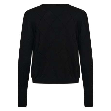 Pull noir uni avec une coupe droite et des manches longues - Image 2