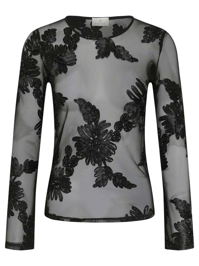 T-shirt noir à motifs...