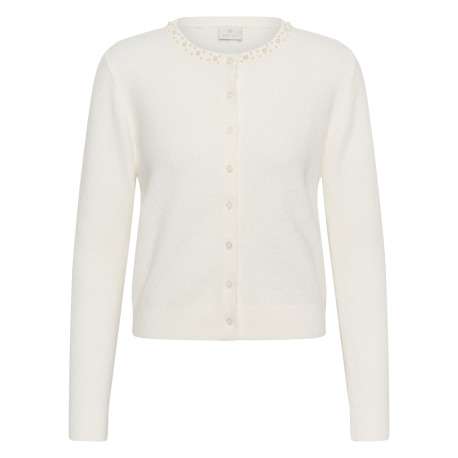 Gilet blanc uni avec une coupe droite et un col rond avec boutons