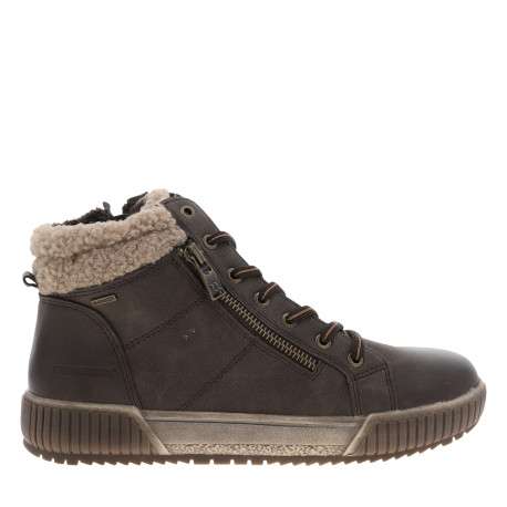 Bottines chocolat à talon plat et à lacets bicolores dotées d'un zip latéral - Image 2
