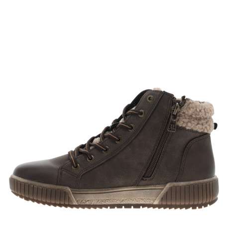 Bottines chocolat à talon plat et à lacets bicolores dotées d'un zip latéral - Image 3