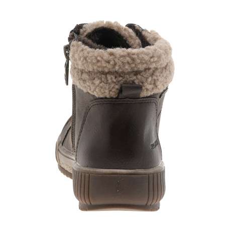 Bottines chocolat à talon plat et à lacets bicolores dotées d'un zip latéral - Image 4