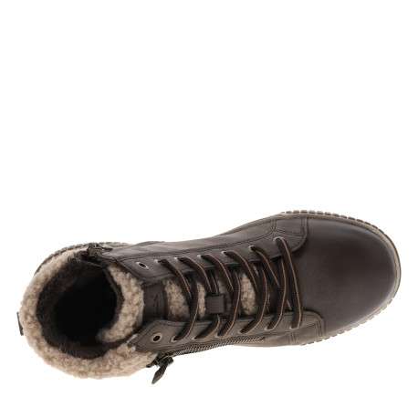 Bottines chocolat à talon plat et à lacets bicolores dotées d'un zip latéral - Image 5