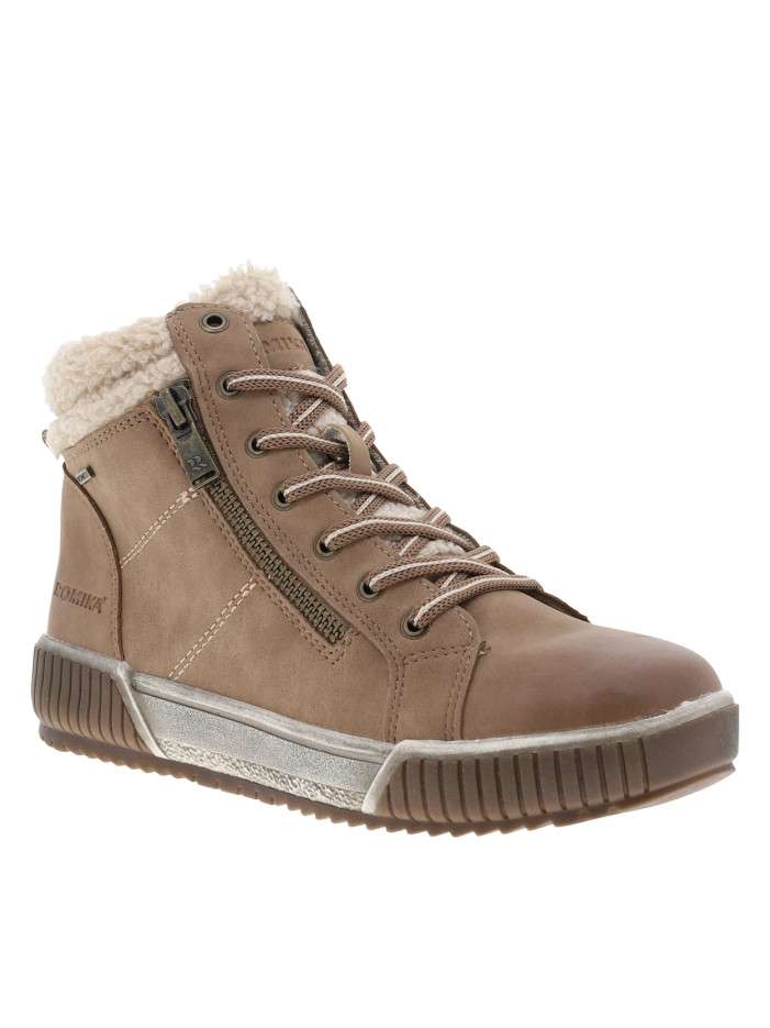 Bottines taupe à talon plat...