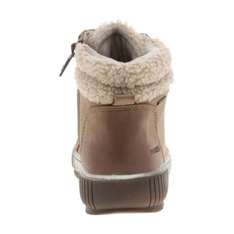 Bottines taupe à talon plat munies de lacets et d'un zip latéral - Image 4