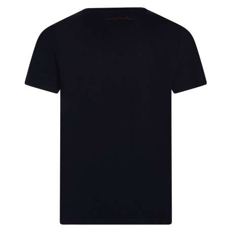 T-shirt en coton marine uni avec un col rond avec logo de la marque - Image 2