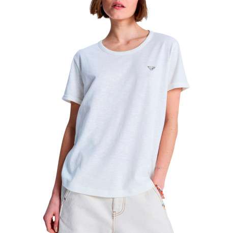 T-shirt blanc uni à coupe droite avec col rond et manches courtes