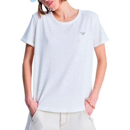 T-shirt blanc uni à coupe droite avec col rond et manches courtes - Image 2