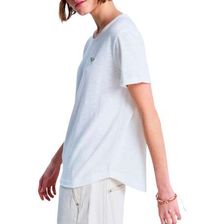 T-shirt blanc uni à coupe droite avec col rond et manches courtes - Image 5