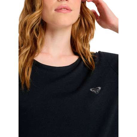 T-shirt noir uni à coupe droite avec col rond et manches courtes - Image 6
