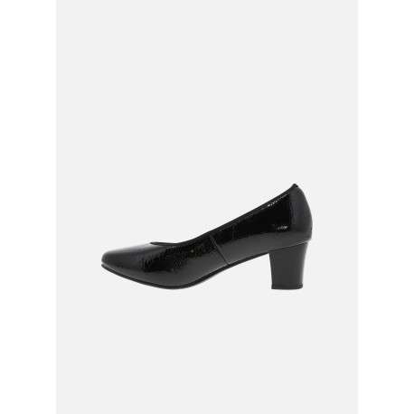 Escarpins noirs vernis avec semelle à talon décroché moyen épais - Image 3