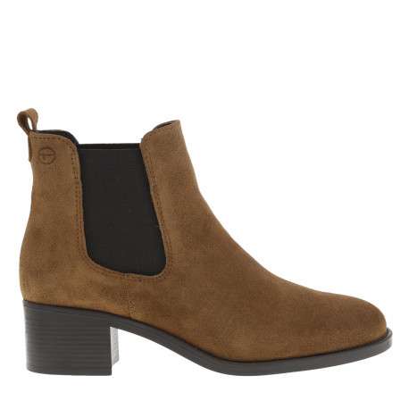 Boots cognac type chelsea à talon décroché moyen et à soufflets élastiqués - Image 2