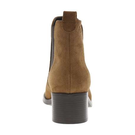Boots cognac type chelsea à talon décroché moyen et à soufflets élastiqués - Image 4