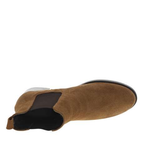 Boots cognac type chelsea à talon décroché moyen et à soufflets élastiqués - Image 5