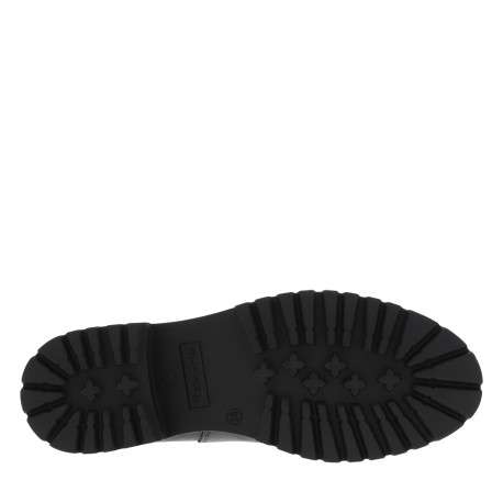 Boots en cuir noires à talon décroché bas avec soufflets élastiqués léopard - Image 6