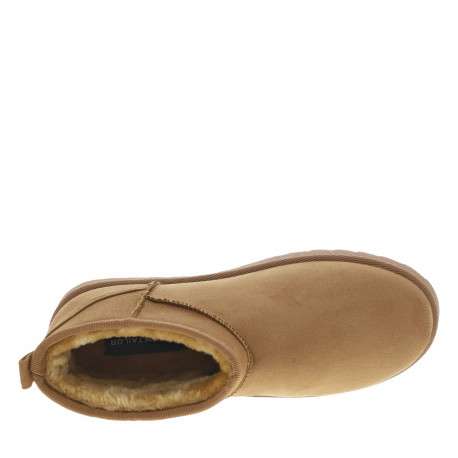 Boots noisette à talon compensé bas avec une semelle crantée - Image 5