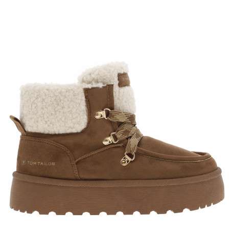 Bottines camel à talon plateforme avec une doublure en maille sherpa - Image 2