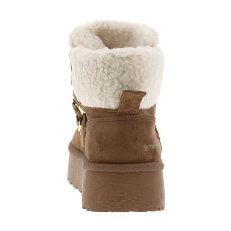 Bottines camel à talon plateforme avec une doublure en maille sherpa - Image 4