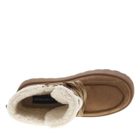 Bottines camel à talon plateforme avec une doublure en maille sherpa - Image 5