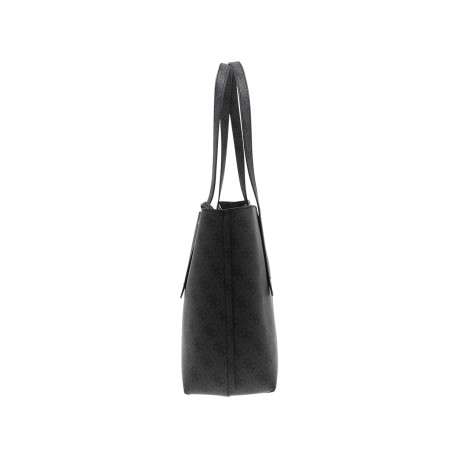 Sac shopping noir imprimé avec une pochette intégrée et un mousqueton - Image 2