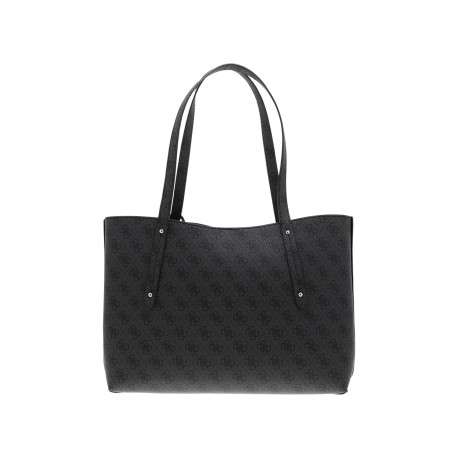 Sac shopping noir imprimé avec une pochette intégrée et un mousqueton - Image 3
