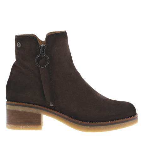 Boots en cuir moka à talon décroché moyen avec une fermeture zippée - Image 2