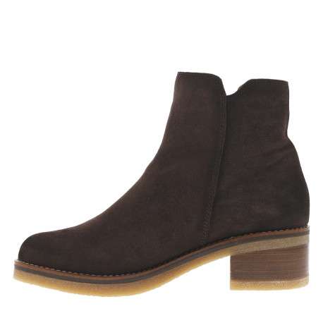 Boots en cuir moka à talon décroché moyen avec une fermeture zippée - Image 3