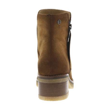 Boots en cuir brunes à talon décroché moyen avec une fermeture zippée - Image 4