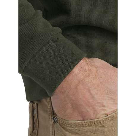 Sweat kaki uni doté d'un col polo et de manche longues orné du logo brodé - Image 5