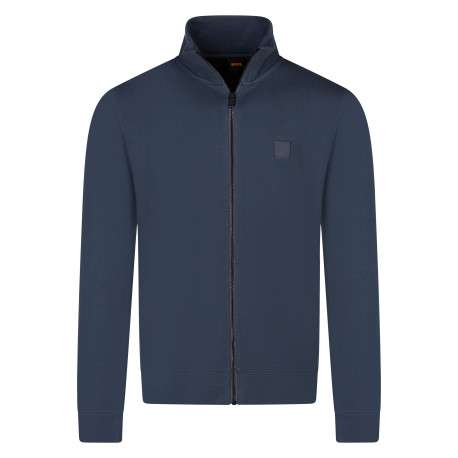 Sweat zippé en coton bleu marine muni d'une coupe droite et d'un col montant