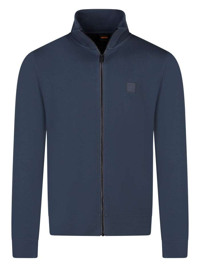 Sweat zippé en coton bleu...