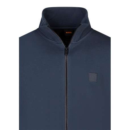Sweat zippé en coton bleu marine muni d'une coupe droite et d'un col montant - Image 3