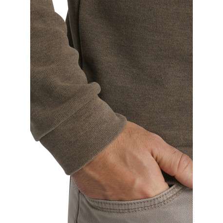 Sweat taupe uni muni d'une coupe droite et d'un col camionneur - Image 4
