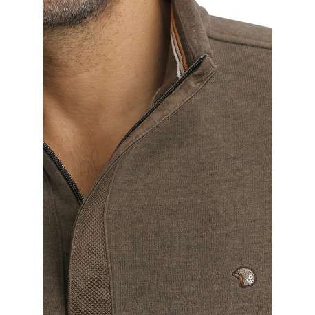 Sweat taupe uni muni d'une coupe droite et d'un col camionneur - Image 5