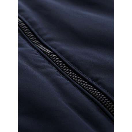 Blouson bleu marine uni à coupe droite avec un col montant et 2 poches - Image 2