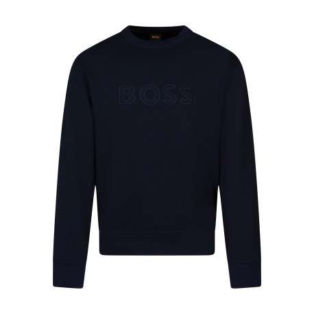 Sweat en coton de couleur bleu marine avec une coupe droite et un col rond