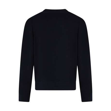 Sweat en coton de couleur bleu marine avec une coupe droite et un col rond - Image 2