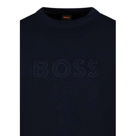 Sweat en coton de couleur bleu marine avec une coupe droite et un col rond - Image 3