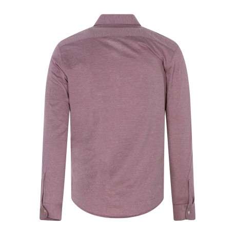 Chemise en coton prune uni avec une coupe slim fit et un col à revers - Image 2