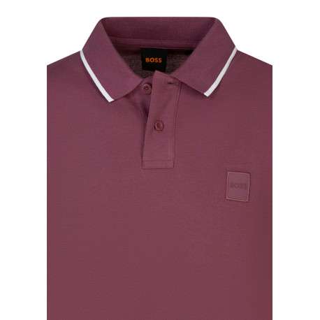 Polo en coton prune uni avec une coupe droite et un col boutonné - Image 3