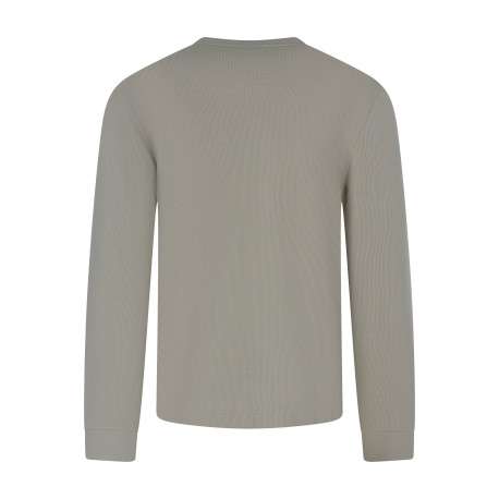 Sweat en coton mélangé beige uni à coupe droite avec un col rond - Image 2