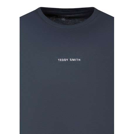 T-shirt en coton gris uni avec une coupe droite et un col rond - Image 3
