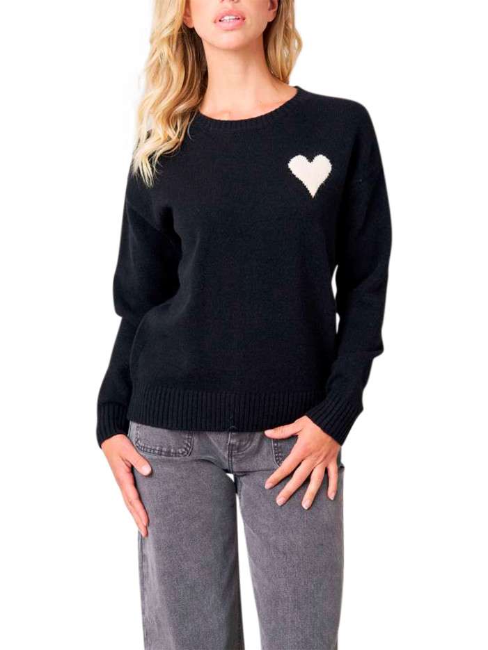 Pull noir uni en maille...