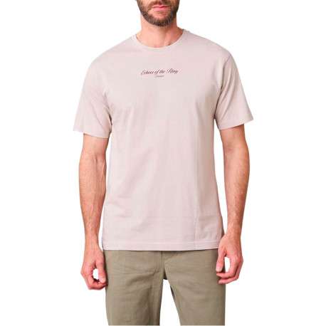 T-shirt en coton beige à imprimé gants de box avec une coupe droite