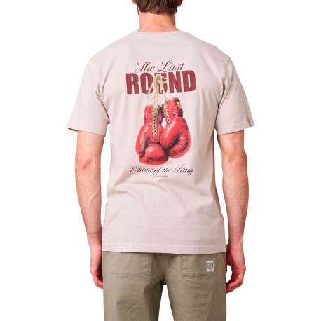 T-shirt en coton beige à imprimé gants de box avec une coupe droite - Image 2