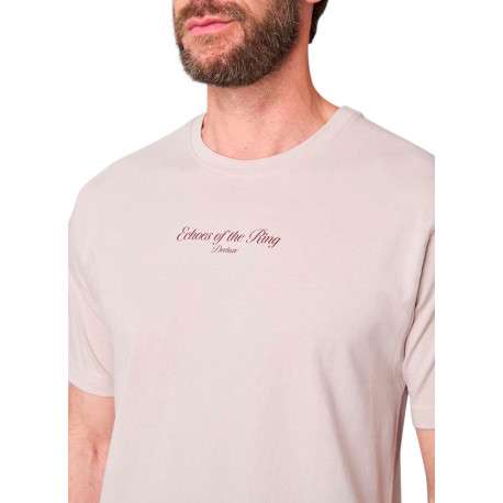 T-shirt en coton beige à imprimé gants de box avec une coupe droite - Image 4